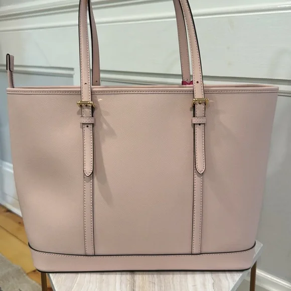 Michael Kors Tote Jet Set Large Pink Leather Travel Work Bag - Picture 6 of 17